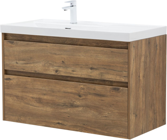 Тумба с раковиной Aquanet Nova Lite 2.0 100 L 2 ящика, дуб рустикальный