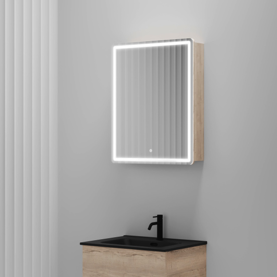 Зеркало-шкаф Sancos Mirror 60 дуб галифакс натуральный, с LED подсветкой