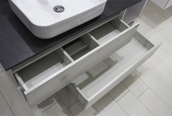 Тумба с раковиной Comforty Прага 120, дуб белый, столешница антрацит, раковина T-Y9378