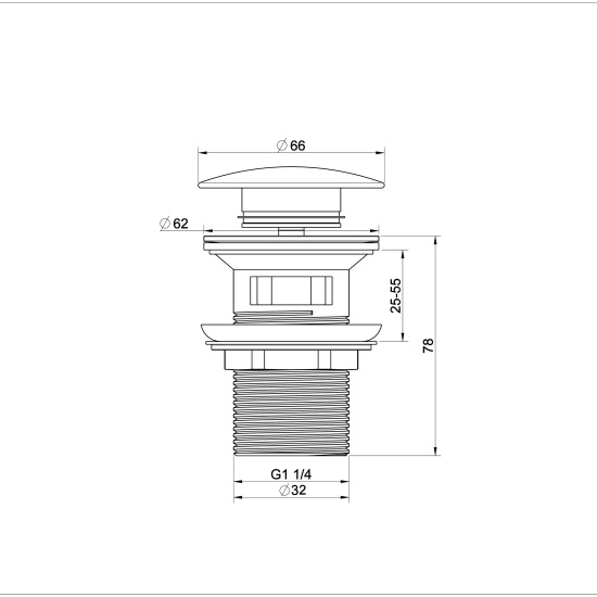 Донный клапан для раковины Wonzon & Woghand WW-88SS01-BG с переливом