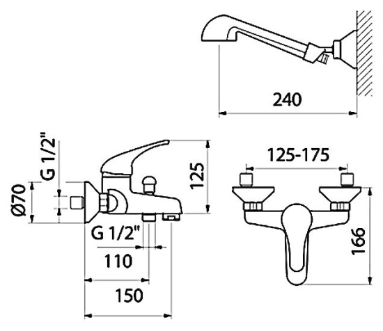 Смеситель для ванны Webert Mare MA850101015 хром