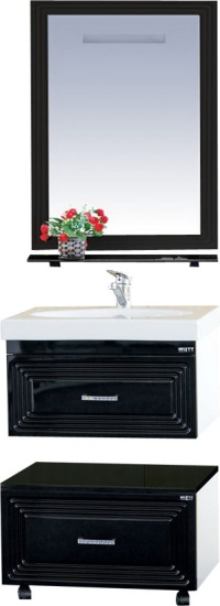 Тумба с раковиной Misty Европа 60 черная эмаль