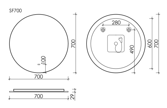 Зеркало Sancos Sfera D700 c подсветкой