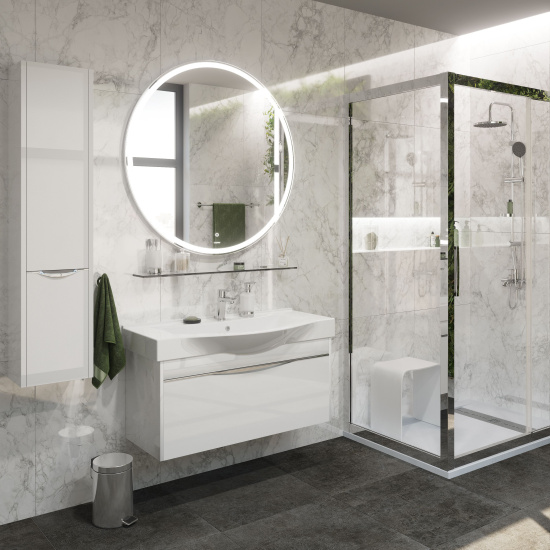 Зеркало Stworki Мальмё 100 с подсветкой, сенсор на зеркале