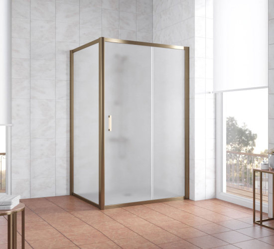 Душевой уголок Vegas Glass ZP+ZPV 120*100 05 10 профиль бронза, стекло сатин