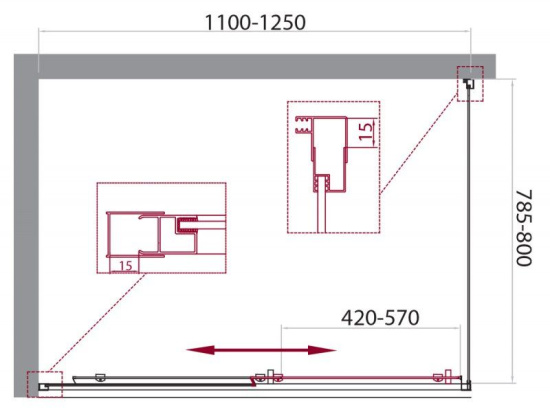 Душевой уголок BelBagno Unique-AH-1-100/115-100-P-Cr