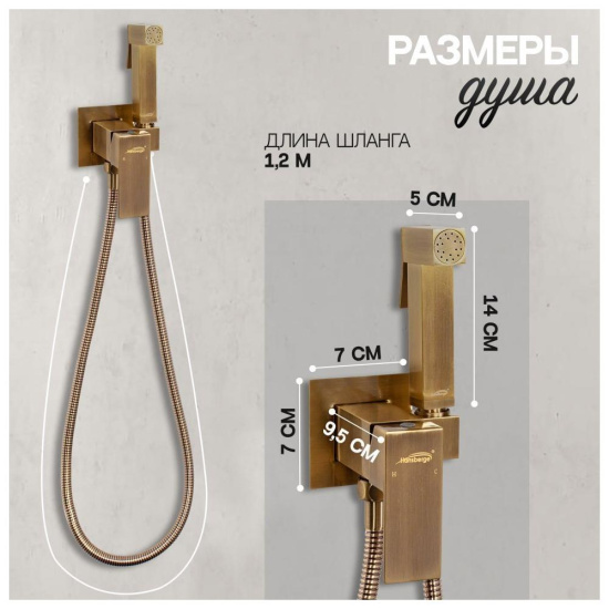 Гигиенический душ Hansberge H3077BR со смесителем, бронза