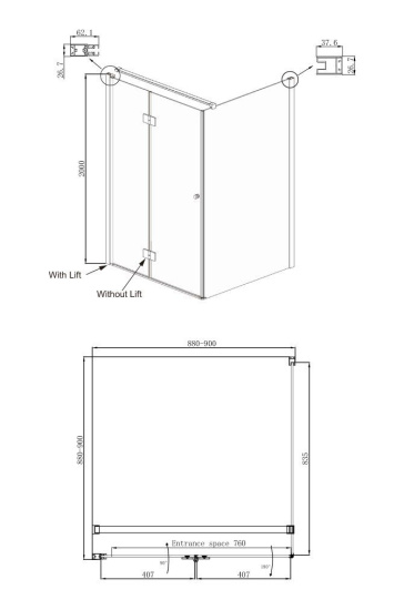 Душевой уголок Ambassador Diamond 12011105L 90x90 см