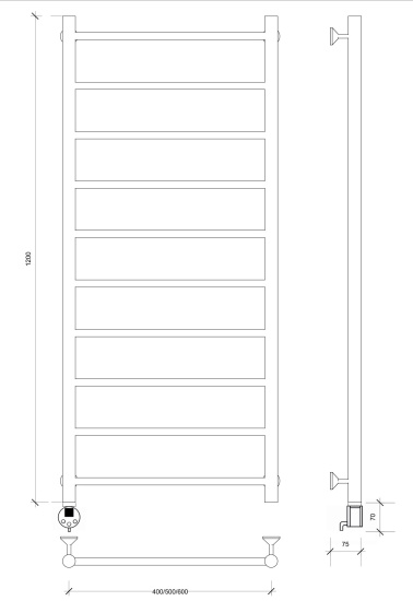 Полотенцесушитель электрический Secado Триада 1 120/50 L, хром