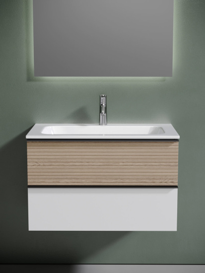 Тумба с раковиной Sancos Delta 80 дуб светлый/белый, DL80W