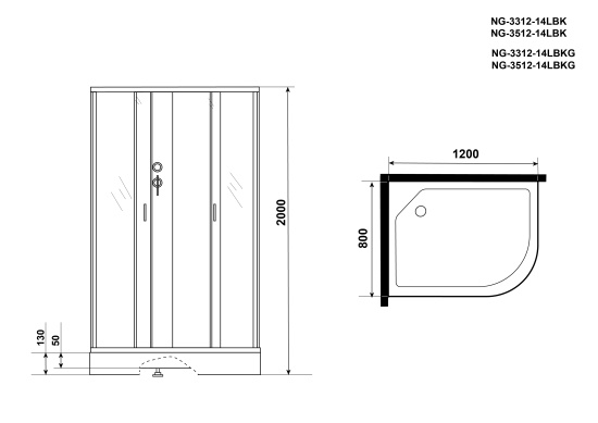 Душевая кабина Niagara Classic NG-3312-14LBKG