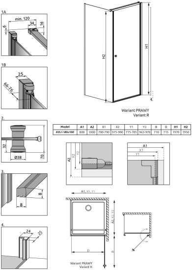 Душевой уголок Radaway EOS KDJ I 80x100 R