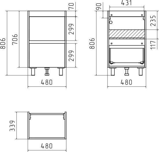 Тумба с раковиной Misty Алиса 50 напольная, белая