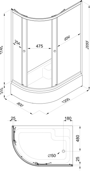 Душевой уголок Triton Коралл Щ0000038529 R 120х80 см, белый