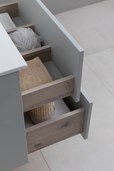 Тумба с раковиной Aquanet Алвита new 60 подвесная, серый, с ящиками