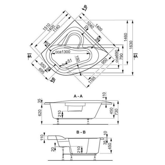 Акриловая ванна Vagnerplast Paria 140x140
