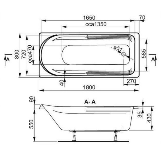 Акриловая ванна Vagnerplast Hera 180x80