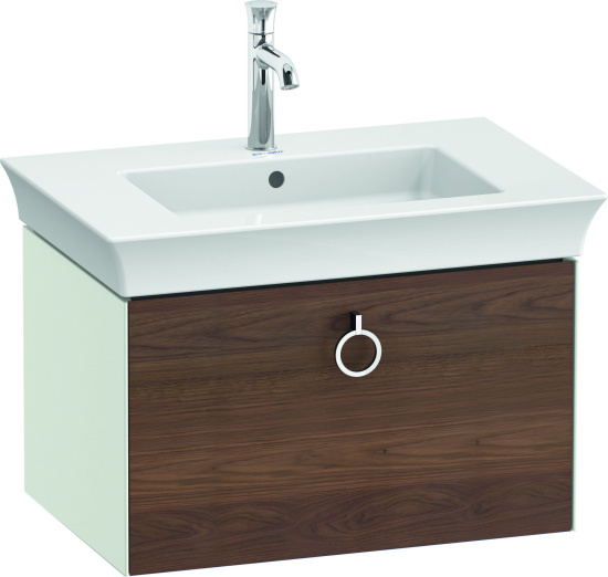 Мебель для ванной Duravit White Tulip 75 с ручкой, американский орех, белый шелковисто-матовый