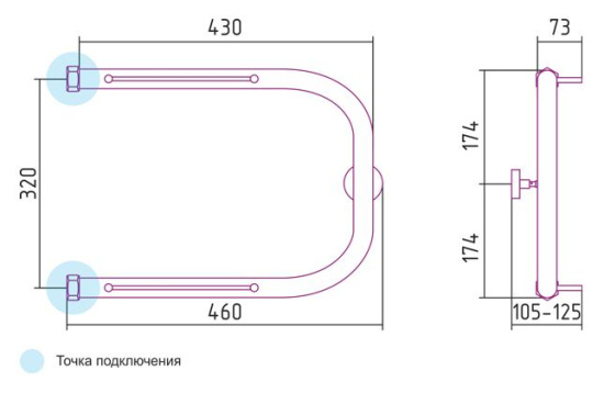 Полотенцесушитель водяной Сунержа П-образный 32x45 с 2 полками