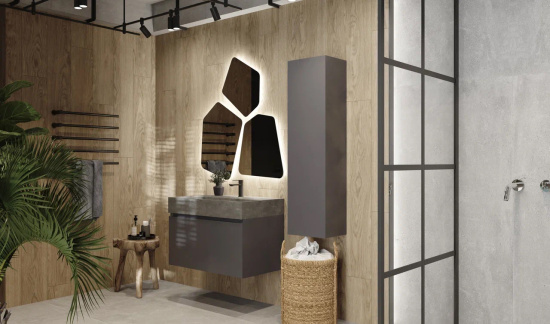 Тумба с раковиной Raval Facet 80 антрацит