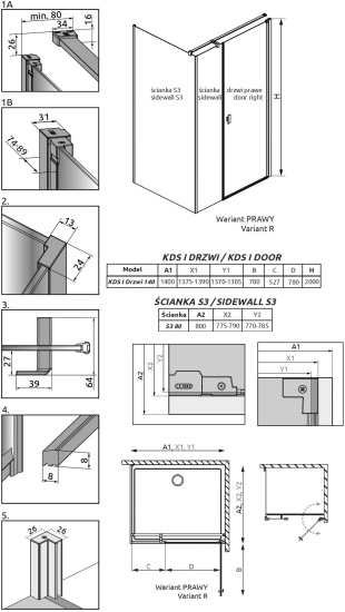 Душевой уголок Radaway Nes KDS I 140x80 R