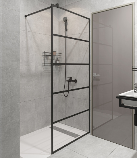 Душевая перегородка Stworki Кронборг LOFT-GW-100х220 100 см, профиль черный матовый