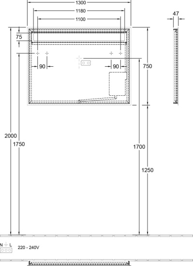 Зеркало Villeroy & Boch More to See 14 A4321300 130 см, с подсветкой, bluetooth
