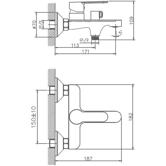 Смеситель для ванны Haiba HB60557-8 белый/хром