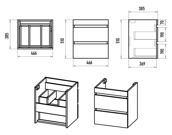 Тумба с раковиной Misty Енисей 50 подвесная