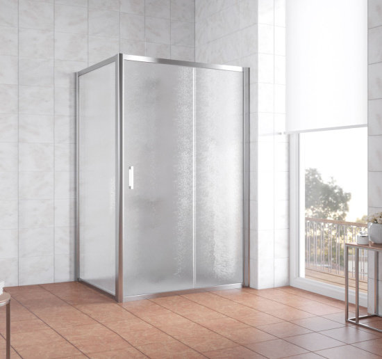 Душевой уголок Vegas Glass ZP+ZPV 140*90 08 02 профиль глянцевый хром, стекло шиншилла