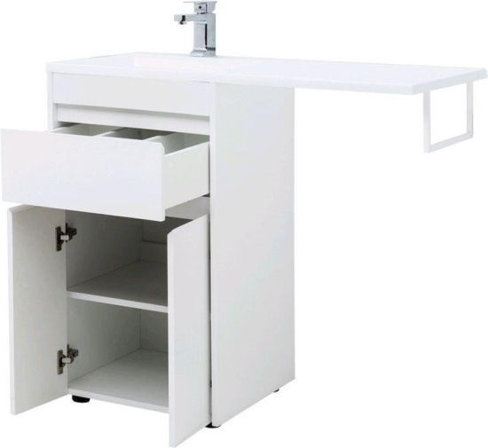 Тумба с раковиной Aquanet Токио 110 L белая напольная, 1 ящик, 2 дверцы