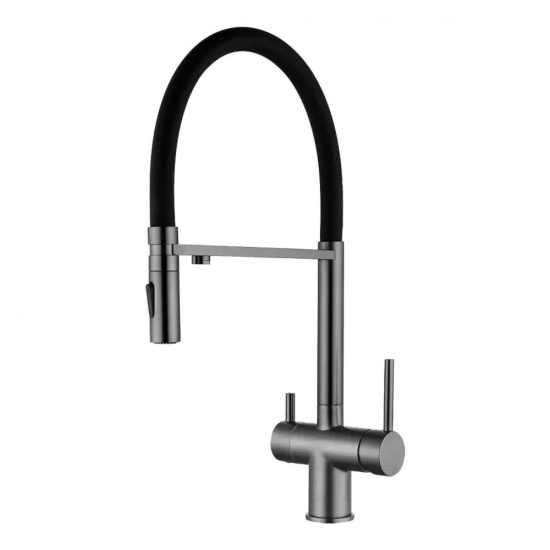 Смеситель для кухни Filarete Roun FL3020BG с подключением к фильтру, графит