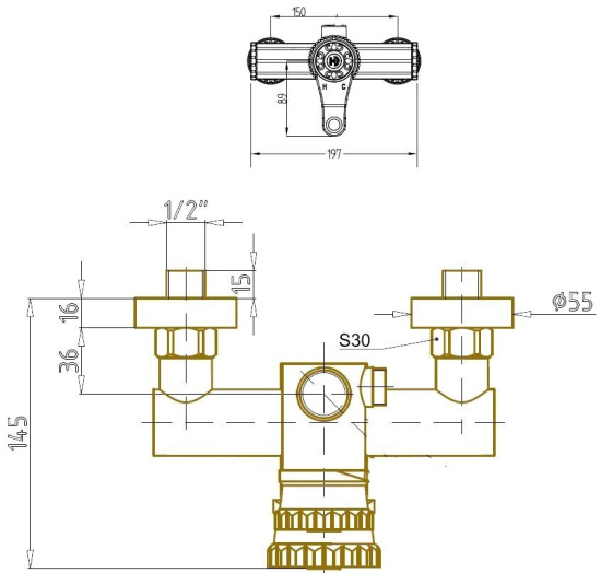 Душевой комплект Bronze de Luxe Windsor 10137/1DF с внутренней частью