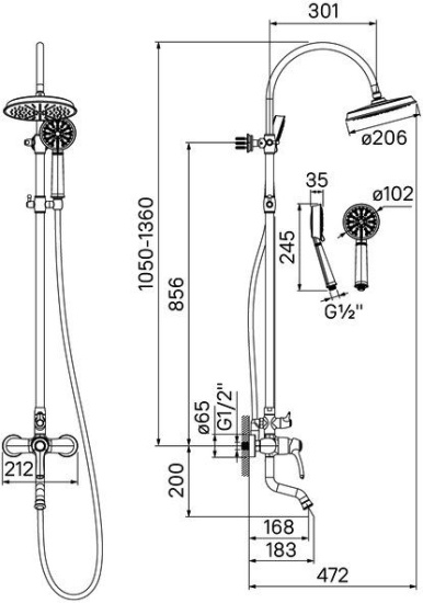 Душевая стойка Iddis Oldie OLDBR3Fi06