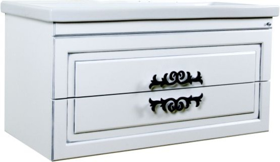 Мебель для ванной Misty Дели 70 белая, патина серебро