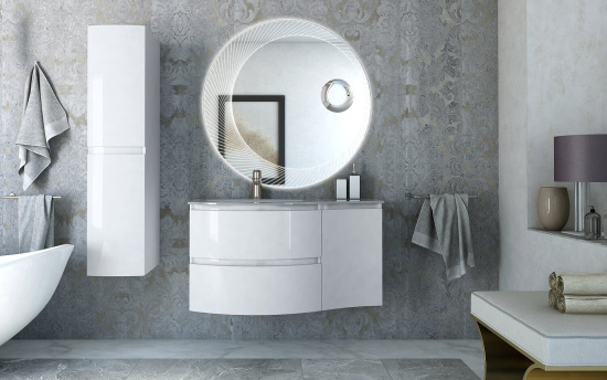 Тумба с раковиной Cezares Vague 104 L bianco lucido