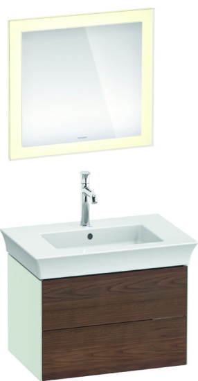 Тумба с раковиной Duravit White Tulip 75 2 ящика, американский орех, белый шелковисто-матовый