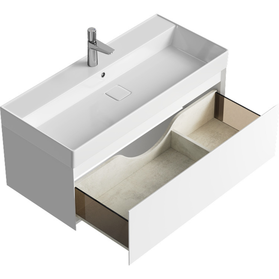 Тумба с раковиной Aqwella 5 stars Geometria 100 подвесная, 1 ящик, белая