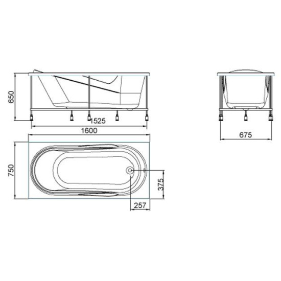 Акриловая ванна Akrilan Rio la PLATA 160