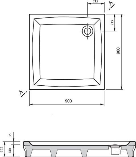Поддон для душа Ravak Perseus-90 PP под экран
