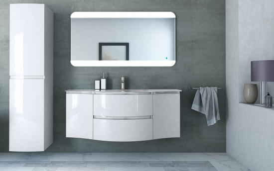 Тумба с раковиной Cezares Vague 140 bianco lucido