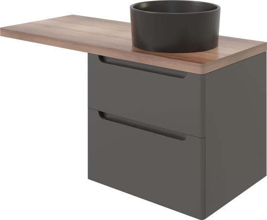 Мебель для ванной Stworki Берген 60 серая с темной столешницей 122, раковина Rotenburg 40 черная, L