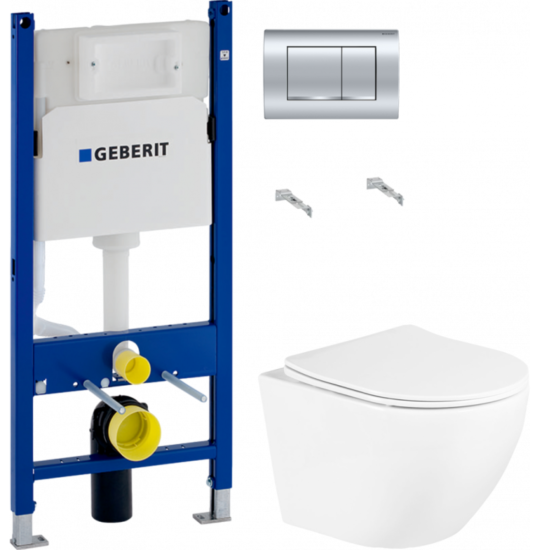 Инсталляция Geberit Duofix Delta 458.163.21.1 с кнопкой + унитаз подвесной CeramaLux TR0199