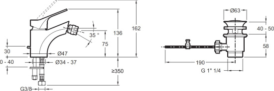 Смеситель для биде Jacob Delafon Brive E75763-4-CP