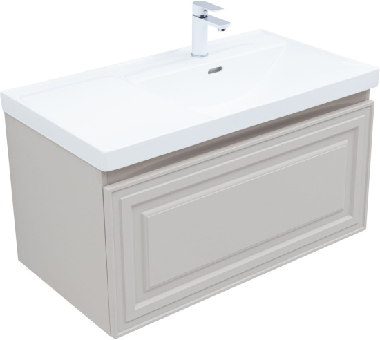Тумба с раковиной Aquanet Агата 90 L 1 ящик, бежевая