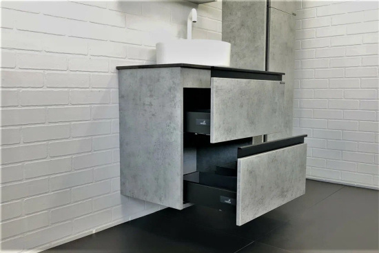 Мебель для ванной Comforty Эдинбург 60-2 подвесная, бетон светлый, раковина 9111