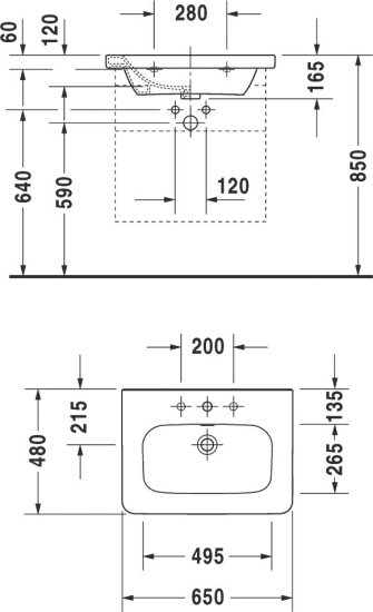 Тумба с раковиной Duravit DuraStyle 60, подвесная, белая глянцевая