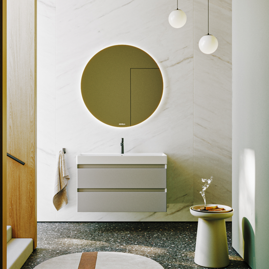 Тумба с раковиной Aqwella 5 stars Geometria 100 подвесная, 2 ящика, серый туман