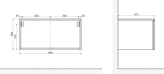 Мебель для ванной Stworki Ольборг 120 столешница дуб французский, без отверстий, с тумбой 80, с раковиной Stworki Rotenburg 40 черной
