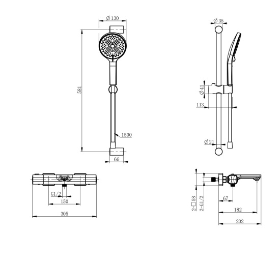 Смеситель для ванны Wonzon & Woghand Solid WW-C2011-A-BGG с термостатом